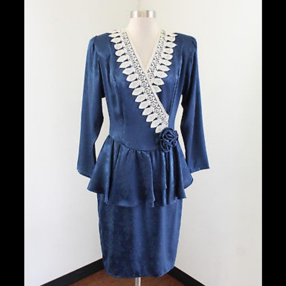 Scott McClintock Vintage Blue Lace Peplum 4 - Picture 1 of 5